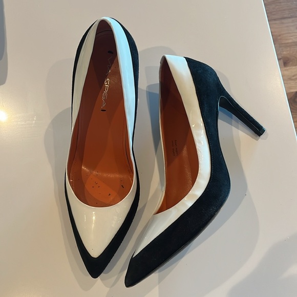 Via Spiga heels - black suede and white patent leather - Picture 2 of 5